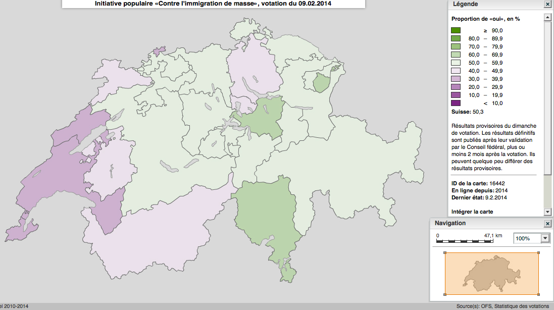 Résultats de l'initiative "Non à l'immigration de masse"