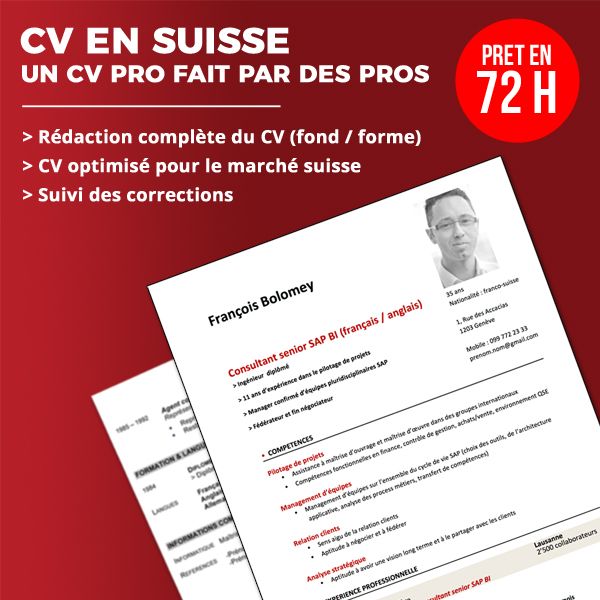 Service de rédaction de CV pour la Suisse Travailler en Suisse